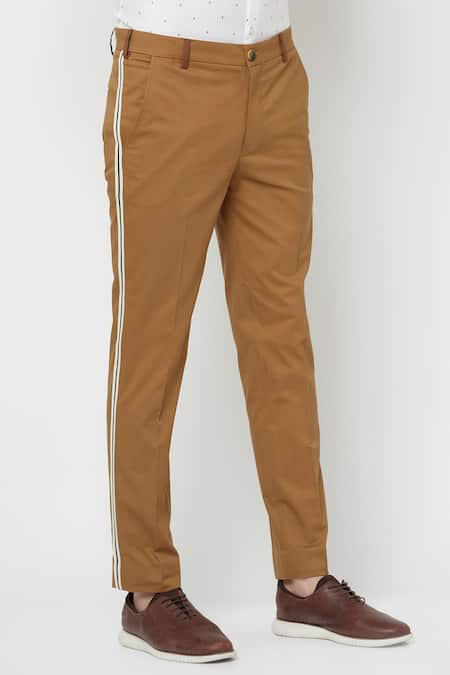 Lacquer Embassy Brown Cotton Twill Espalier Trouser Online at Aza Fashions Lacquer Embassy_Brown Cotton Twill Espalier Trouser _Online_at_Aza_Fashions