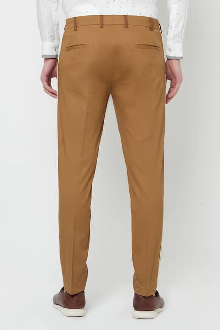 Shop Lacquer Embassy Brown Cotton Twill Espalier Trouser Online at Aza Fashions Shop_Lacquer Embassy_Brown Cotton Twill Espalier Trouser _Online_at_Aza_Fashions