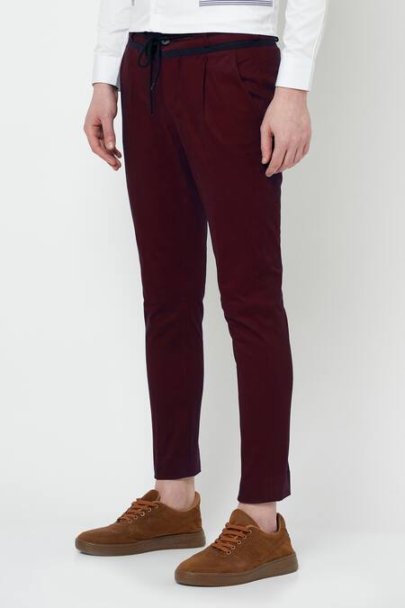 Buy Lacquer Embassy Red Cotton Twill Melfoy Trouser Online at Aza Fashions Buy_Lacquer Embassy_Red Cotton Twill Melfoy Trouser _Online_at_Aza_Fashions