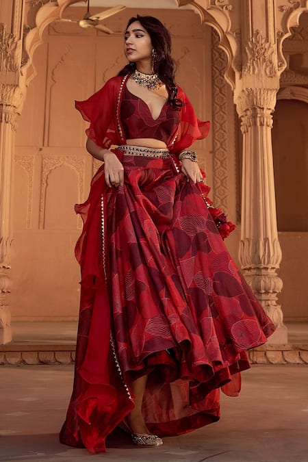 Shop Seeaash Red Beads, Tassels Embellished Belt at Aza Fashions Shop_Seeaash_Red Beads, Tassels Embellished Belt_at_Aza_Fashions