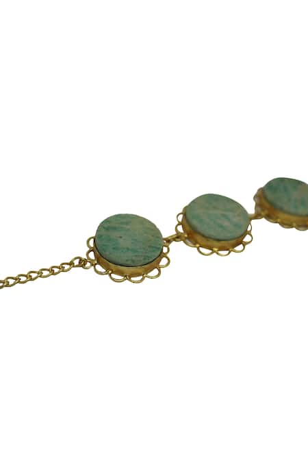 Buy_Arnimaa_Green Stone Gold Plated Turquoise Bracelet _Online_at_Aza_Fashions