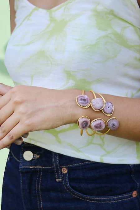 Arnimaa_Blue Stone Embellished Layered Bracelet _Online_at_Aza_Fashions