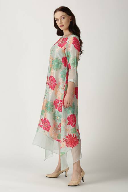 Archana Shah Green Bemberg Silk Printed Kurta Online at Aza Fashions Archana Shah_Green Bemberg Silk Printed Kurta _Online_at_Aza_Fashions