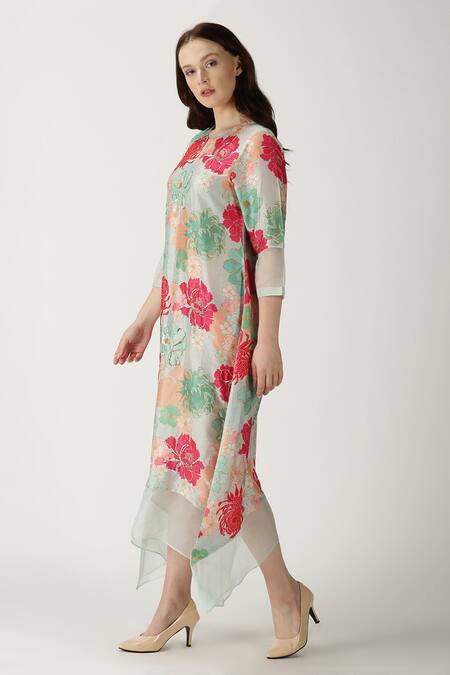Buy Archana Shah Green Bemberg Silk Printed Kurta Online at Aza Fashions Buy_Archana Shah_Green Bemberg Silk Printed Kurta _Online_at_Aza_Fashions