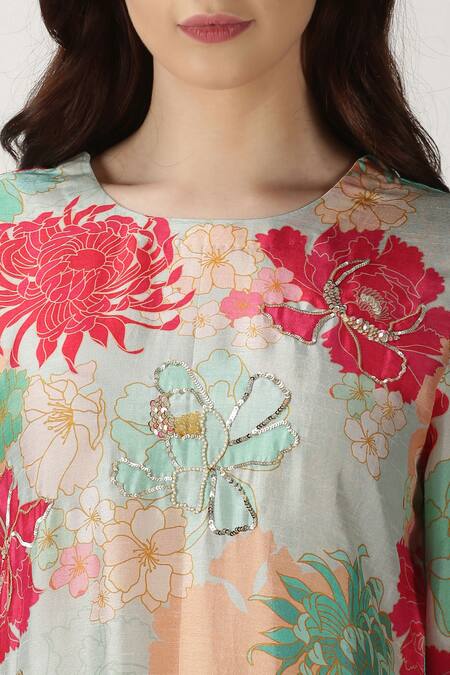 Shop Archana Shah Green Bemberg Silk Printed Kurta Online at Aza Fashions Shop_Archana Shah_Green Bemberg Silk Printed Kurta _Online_at_Aza_Fashions