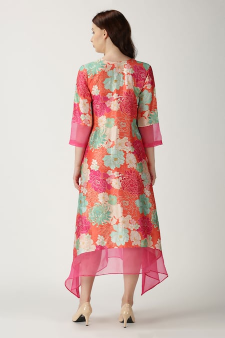 Shop Archana Shah Orange Bemberg Silk Printed Kurta at Aza Fashions Shop_Archana Shah_Orange Bemberg Silk Printed Kurta _at_Aza_Fashions