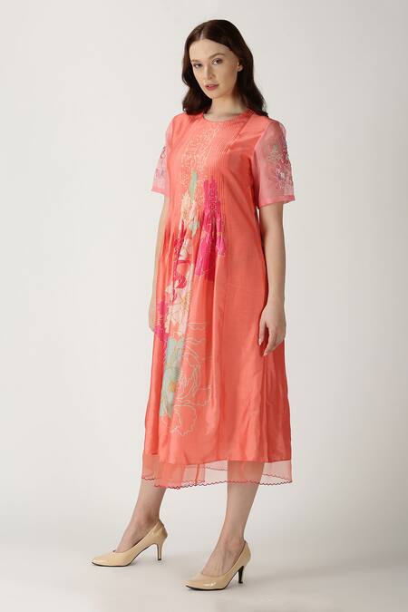 Buy Archana Shah Orange Bemberg Silk Printed Kurta Online at Aza Fashions Buy_Archana Shah_Orange Bemberg Silk Printed Kurta _Online_at_Aza_Fashions