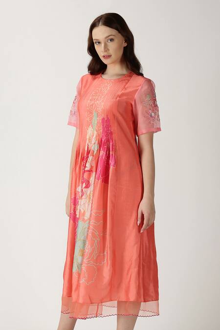Shop Archana Shah Orange Bemberg Silk Printed Kurta Online at Aza Fashions Shop_Archana Shah_Orange Bemberg Silk Printed Kurta _Online_at_Aza_Fashions