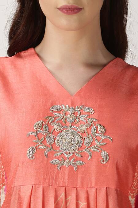 Shop Archana Shah Orange Bemberg Silk Printed Kurta Online at Aza Fashions Shop_Archana Shah_Orange Bemberg Silk Printed Kurta _Online_at_Aza_Fashions