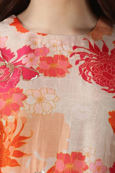 Shop_Archana Shah_White Bemberg Silk Printed Kurta _Online_at_Aza_Fashions