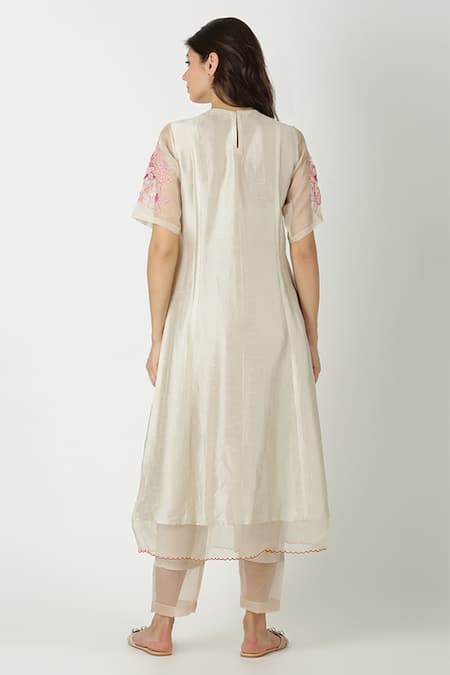 Shop Archana Shah White Bemberg Silk Printed Kurta at Aza Fashions Shop_Archana Shah_White Bemberg Silk Printed Kurta _at_Aza_Fashions