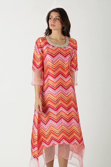 Archana Shah Pink Bemberg Silk Printed Kurta 