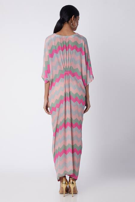 Shop Archana Shah Grey Bemberg Crepe Printed Kaftan at Aza Fashions Shop_Archana Shah_Grey Bemberg Crepe Printed Kaftan _at_Aza_Fashions