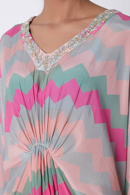 Buy Archana Shah Grey Bemberg Crepe Printed Kaftan Online at Aza Fashions Buy_Archana Shah_Grey Bemberg Crepe Printed Kaftan _Online_at_Aza_Fashions