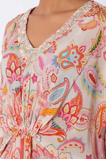 Archana Shah White Bemberg Crepe Printed Kaftan Online at Aza Fashions Archana Shah_White Bemberg Crepe Printed Kaftan_Online_at_Aza_Fashions