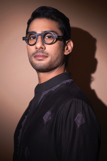 Buy_Wabi Sabi By Anshum-Ritesh_Black Chanderi Embroidery Aztec Dori Kurta Set _Online_at_Aza_Fashions