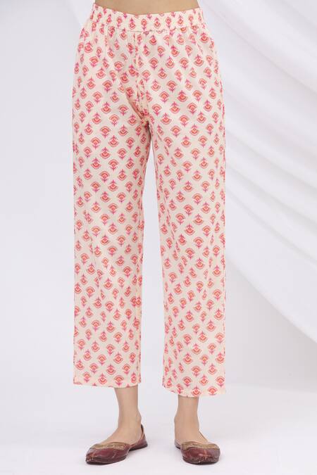 Shop_Nazaakat By Samara Singh_Beige Floral Print Kurta And Pant Set _Online_at_Aza_Fashions