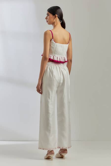 The Indian Cause Rigel Raw Silk Frill Top & Pant Set 