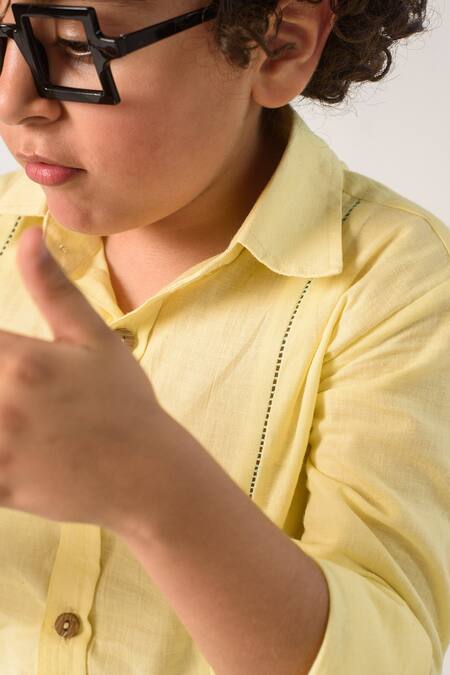 Littleens Yellow Cotton Organic Shirt at Aza Fashions Littleens_Yellow Cotton Organic Shirt _at_Aza_Fashions