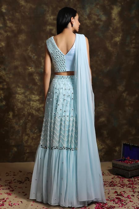 Niamh By Kriti Mirror Work Lehenga & Draped Choli Set 