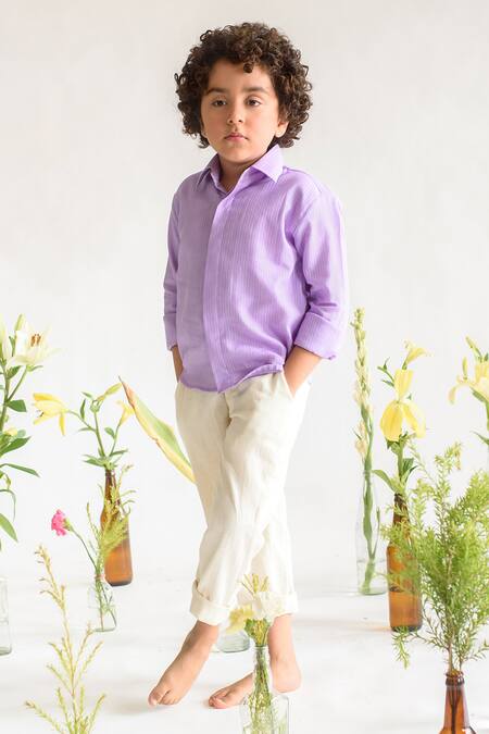 Buy Littleens Purple Handloom Cotton Organic Shirt Online at Aza Fashions Buy_Littleens_Purple Handloom Cotton Organic Shirt _Online_at_Aza_Fashions