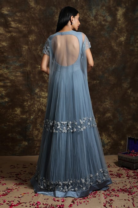 Niamh By Kriti Floral Embroidered Anarkali & Jacket Set 