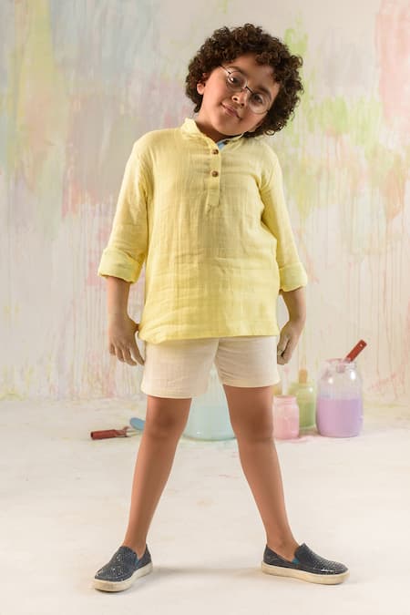 Littleens Yellow Cotton Organic Shirt 