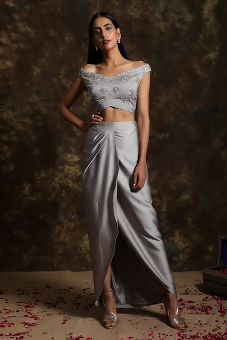 Niamh By Kriti Embroidered Choli Draped Lehenga Set 