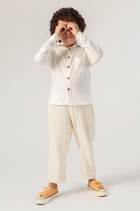 Littleens Blue Cotton Casual Shirt 