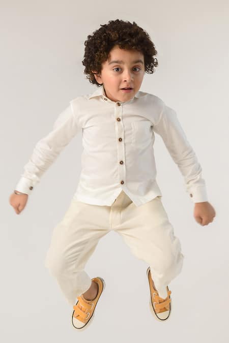 Shop Littleens Blue Cotton Casual Shirt Online at Aza Fashions Shop_Littleens_Blue Cotton Casual Shirt _Online_at_Aza_Fashions