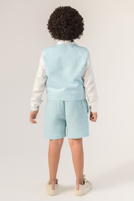 Shop Littleens Blue Cotton Organic Shorts at Aza Fashions Shop_Littleens_Blue Cotton Organic Shorts _at_Aza_Fashions