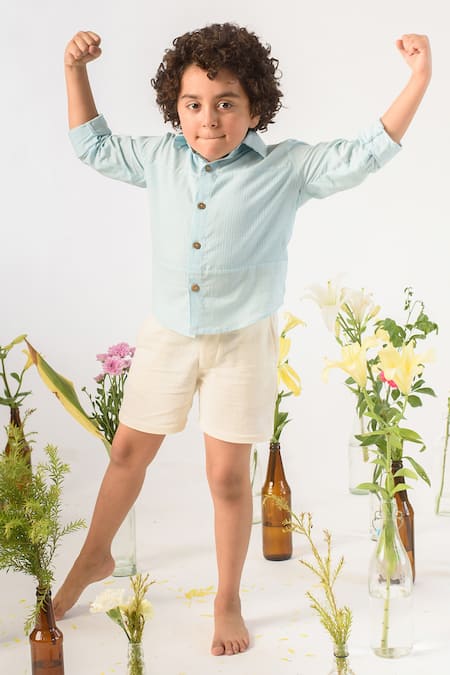 Littleens White Cotton Organic Shorts 