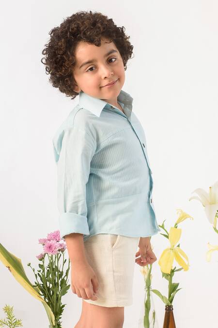 Shop Littleens White Cotton Organic Shorts at Aza Fashions Shop_Littleens_White Cotton Organic Shorts _at_Aza_Fashions