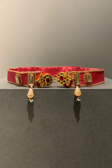 Aditi Gupta Red Bead Meenakari Kundan Belt