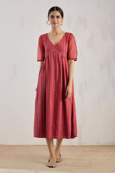 TIC Chanderi Organza Midi Dress 