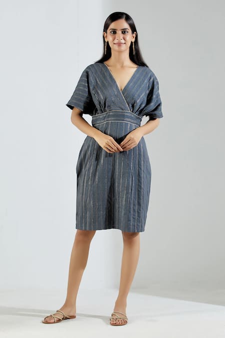 TIC Chanderi Striped Short Dress 