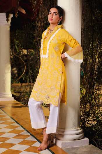 Cotton Straight Pants Online | Aza Fashions