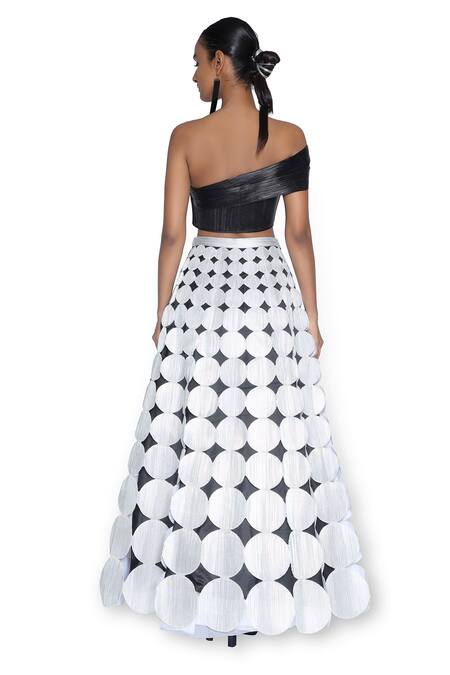 Shop_Rimzim Dadu_Black Metallic Cord Top And Skirt Set_at_Aza_Fashions