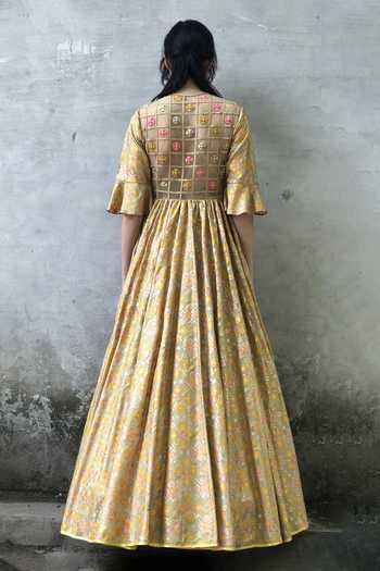Shop I Am Design Yellow Brocade Anarkali at Aza Fashions Shop_I Am Design_Yellow Brocade Anarkali_at_Aza_Fashions