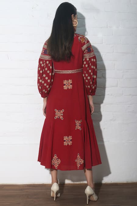 Chandrima Embroidered Midi Dress 
