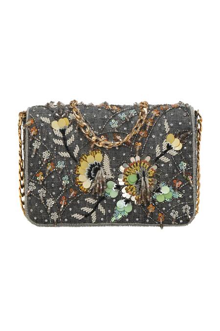 Fuchsia Spruce Sequin Embroidered Clutch 