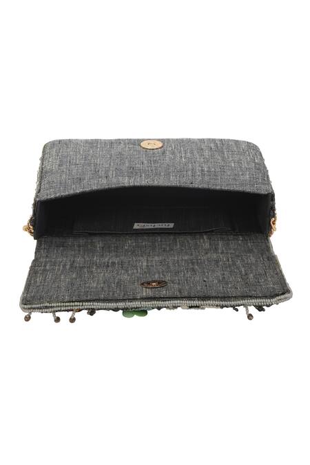 Fuchsia by aashaka mehta_Multi Color Embroidery, Sequins Spruce Clutch _Online_at_Aza_Fashions