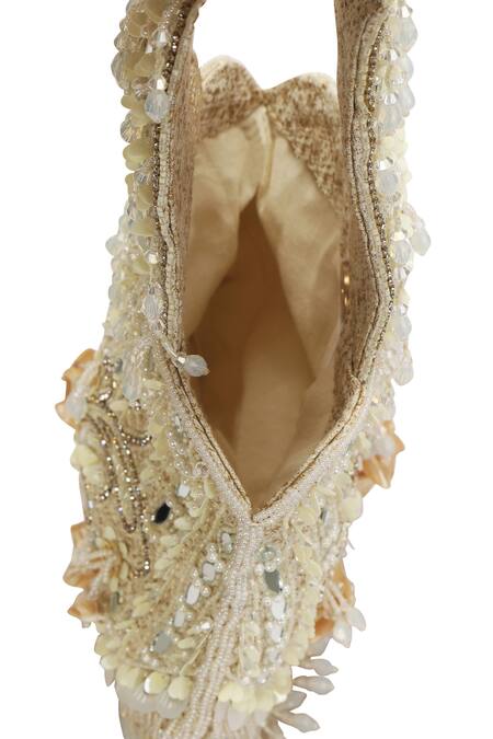 Shop_Fuchsia by aashaka mehta_White Embroidery Crystal Potli _Online_at_Aza_Fashions