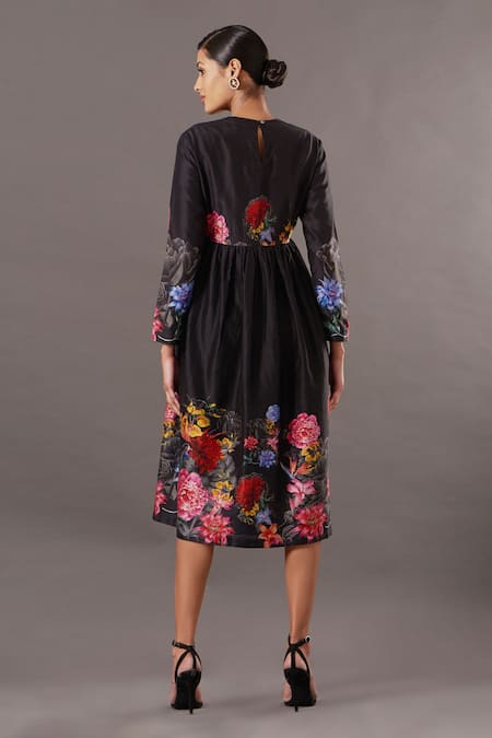 Balance By Rohit Bal Chanderi Floral Print Dress 