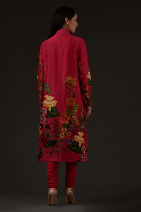 Balance By Rohit Bal Chanderi Floral Print Kurta Set 