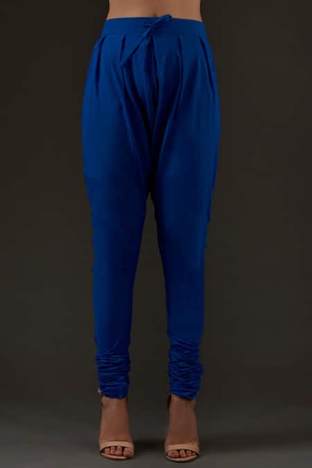 Buy_Balance By Rohit Bal_Blue Cotton, Chanderi Floral Mandarin Collar Embroidered Kurta Set _Online_at_Aza_Fashions