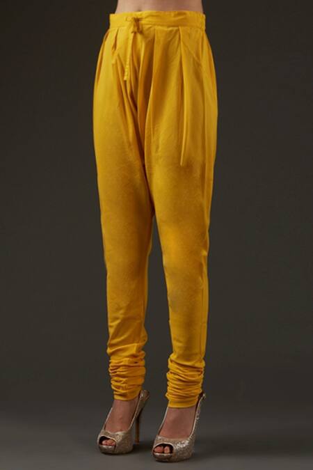 Buy_Balance By Rohit Bal_Yellow Cotton, Chanderi Floral Round Embroidered Kalidar Kurta Set _Online_at_Aza_Fashions