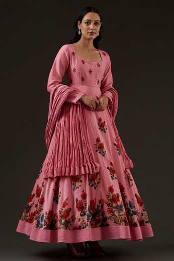 Balance By Rohit Bal Chanderi Floral Print Anarkali Set 