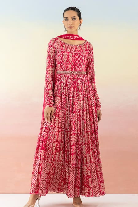 Basanti - Kapde Aur Koffee Floral Print Anarkali With Dupatta 