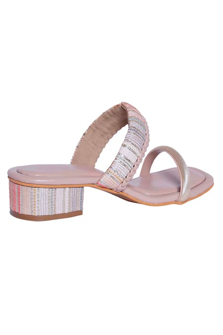 Shop Veruschka By Payal Kothari Pink Basundi Block Heels at Aza Fashions Shop_Veruschka By Payal Kothari_Pink Basundi Block Heels _at_Aza_Fashions